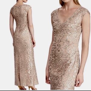 Lauren by RL Sequin Gown NWT Rosegold/Champagne